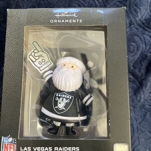 Hallmark Las Vegas Raiders Santa Fan 2-Sided NFL Black Box Xmas Ornament NIB